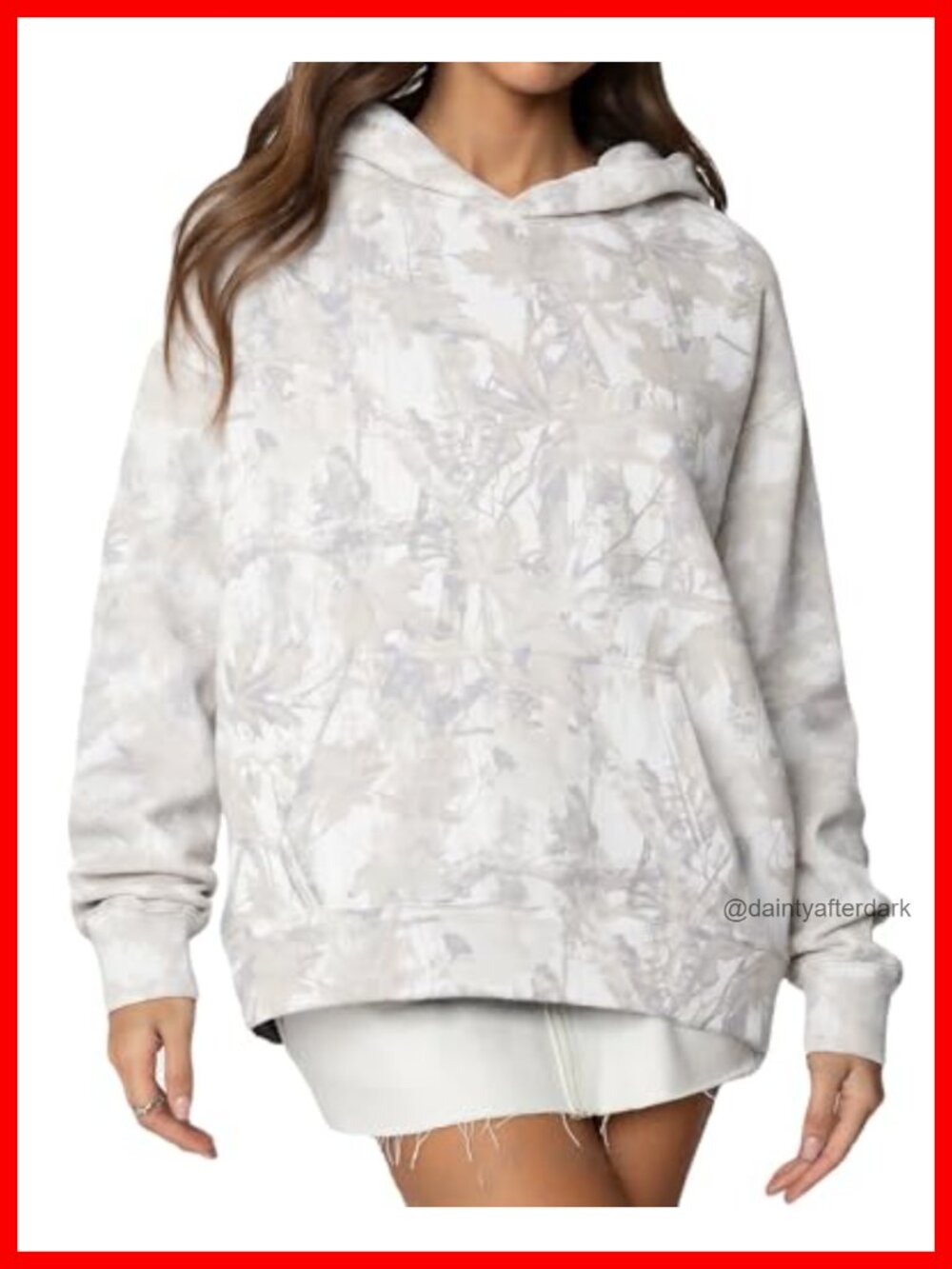 Oversized Camo Maple Leaf Fleece Hoodie Pullover Sweatshirt